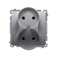 KONTAKT SIMON - Gniazdo wtyczkowe podwójne bez uziemienia (moduł), ?16A, 250V~, zaciski śrubowe; stal inox - BMG2M.01/21