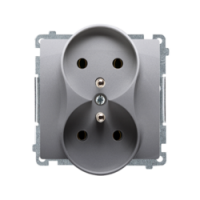 KONTAKT SIMON - GNIAZDO PODWÓJNE Z UZIEMIENIEM 2X2P+Z ZACISKI ŚRUBOWE 16A 250V IP20 INOX BASIC - BMGZ2M.01/21