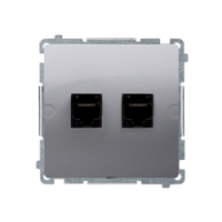 KONTAKT SIMON - Gniazdo komputerowe RJ45 podwójne kategoria 5e (moduł). Montaż gniazda na wkręty do puszki; stal inox - BMF52.02/21
