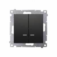 KONTAKT SIMON - ŁĄCZNIK ŚWIECZNIKOWY Z PODŚWIETLENIEM LED I DO WERSJI IP44 (MODUŁ) 10AX, 250V~, SZYBKOZŁĄCZA; CZARNY SIMON 54 - DW5BL.01/49