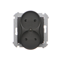 KONTAKT SIMON - Gniazdo wtyczkowe bez uziemienia z przesłonami podwójne (moduł) 16A, 250V~, zaciski śrubowe; czarny *Do ramek S54 PREMIUM - DG2MZ.01/49