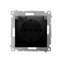 KONTAKT SIMON - Gniazdo Schuko do wersji IP44 z przesłonami z uszczelką ramki (moduł) 16A, 250V~, zaciski śrubowe, klapka transparentna; czarny - DGSZ1BZ.01/49A