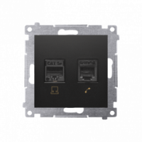KONTAKT SIMON - Gniazdo komputerowe RJ45 kategoria 5e + telefoniczne RJ12 (moduł); czarny - D5T.01/49
