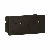 LEGRAND - GNIAZDO 2 X 2P+Z 16 A - 250 V~ ZESPOLONE PRZEKRĘCONE POD KĄTEM 45O - ZACISKI AUTOMATYCZNE - 4 MODUŁOWE - ANTRACYT, MOSAIC. - 079192L