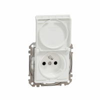 SCHNEIDER ELECTRIC - GNIAZDO POJEDYŃCZE Z UZIEMIENIEM 2P+Z KLAPKA  IP44 BIAŁY SEDNA DESIGN - SDD211013