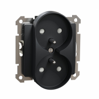 SCHNEIDER ELECTRIC - Gniazdo 2x2P+PE z przesłonami do systemu ramkowego (do ramek Elements), czarny antracyt Sedna Design - SDD114271