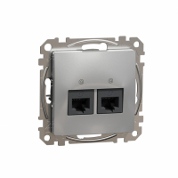 SCHNEIDER ELECTRIC - Gniazdo komputerowe 2xRJ45 kat.5e UTP, srebrne aluminium Sedna Design - SDD113452