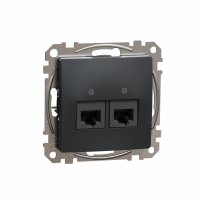 SCHNEIDER ELECTRIC - GNIAZDO KOMPUTEROWE PODWÓJNE 2XRJ45 KAT.5E UTP CZARNY ANTRACYT SEDNA DESIGN - SDD114452
