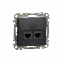 SCHNEIDER ELECTRIC - GNIAZDO KOMPUTEROWE PODWÓJNE 2XRJ45 KAT.6 UTP CZARNY ANTRACYT SEDNA DESIGN - SDD114462