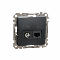 SCHNEIDER ELECTRIC - GNIAZDO KOMPUTEROWO-ANTENOWE TV+RJ45 KAT.6 UTP CZARNY ANTRACYT SEDNA DESIGN - SDD114469T