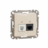 SCHNEIDER ELECTRIC - Sedna Design, Gniazdo komputerowo-telefoniczne (RJ45 kat.5e UTP + RJ11), beżowy - SDD112458