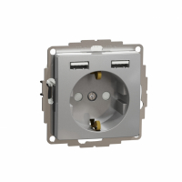 SCHNEIDER ELECTRIC - Sedna Design, Gniazdo schuko z USB A+A 2,4A, srebrne aluminium - SDD113052