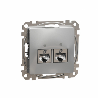 SCHNEIDER ELECTRIC - Sedna Design, Gniazdo komputerowe 2xRJ45 kat.5e STP, srebrne aluminium - SDD113452S