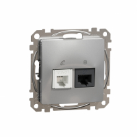 SCHNEIDER ELECTRIC - Sedna Design, Gniazdo komputerowo-telefoniczne (RJ45 kat.5e UTP + RJ11), srebrne aluminium - SDD113458