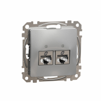 SCHNEIDER ELECTRIC - Sedna Design, Gniazdo komputerowe 2xRJ45 kat.6 STP, srebrne aluminium - SDD113462S