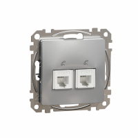 SCHNEIDER ELECTRIC - Sedna Design, Gniazdo telefoniczne 2xRJ11, srebrne aluminium - SDD113492
