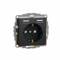 SCHNEIDER ELECTRIC - Sedna Design, Gniazdo schuko z USB A+A 2,4A, czarny antracyt - SDD114052