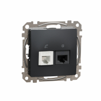 SCHNEIDER ELECTRIC - Sedna Design, Gniazdo komputerowo-telefoniczne (RJ45 kat.6 UTP + RJ11), czarny antracyt - SDD114468