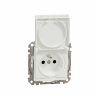 SCHNEIDER ELECTRIC - Sedna Design, Gniazdo 2P+PE z przesłonami IP44 (zaciski bezgwintowe), białe - SDD211014