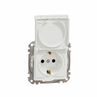 SCHNEIDER ELECTRIC - GNIAZDO POJEDYNCZE Z UZIEMIENIEM SCHUKO Z PRZESŁONAMI IP44 BIAŁE SEDNA DESIGN - SDD211023