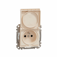 SCHNEIDER ELECTRIC - Sedna Design, Gniazdo 2P+PE z przesłonami IP44 (zaciski bezgwintowe), beżowy - SDD212014