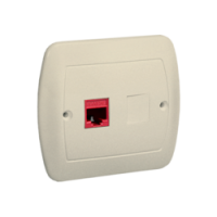 KONTAKT SIMON - Gniazdo komputerowe RJ45 pojedyncze, kategoria 5e. Montaż do puszki na wkręty; beż - AF51/12
