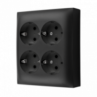 KONTAKT SIMON - Gniazdo wtyczkowe IP20, Schuko, 4-krotne, 16 A, 250 V~, szybkozłącza; czarny - ACGSZN4C/49
