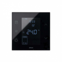 KONTAKT SIMON - Termostat iO z czujnikiem zewnętrzym (sondą) 10A, 127-230V, zaciski śrubowe. !Wersja kompletna - monoblock do puszki 1-krotnej.; czarny - 10000811-138