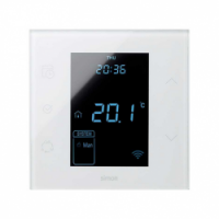 KONTAKT SIMON - Termostat iO z czujnikiem zewnętrzym (sondą) 10A, 127-230V, zaciski śrubowe. !Wersja kompletna - monoblock do puszki 1-krotnej.; biały - 10000811-130