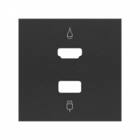 KONTAKT SIMON - Pokrywa do gniazda HDMI+ USB; czarny mat - 10001095-238