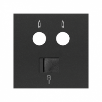 KONTAKT SIMON - Pokrywa gniazda antenowego R/TV-SAT + komputerowe RJ45 kat.6 ; czarny mat - 10000072-238