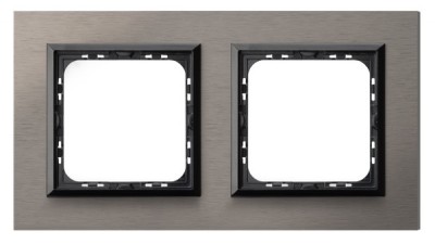 OSPEL - RAMKA PODWÓJNA ALUMINIUM 4MM SZCZOTKOWANA SATYNA SONATA - R-2RAC/63/25