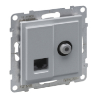 LEGRAND - GNIAZDO TV TYP "F" 1.5 DB + RJ45 KAT 6 UTP ALUMINIUM SUNO - 721362