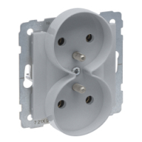 LEGRAND - GNIAZDO 2X2P+Z - 16 A - 250 V~ - ZACISKI ŚRUBOWE - MOŻLIWOŚĆ MONTAŻU W RAMKACH WIELKOROTYNYCH  ALUMINIUM SUNO - 721391