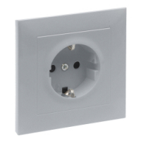 LEGRAND - GNIAZDO SCHUKO 2P+Z - 16 A - 250 V~ - Z PRZESŁONĄ - KOMPLETNE - ZACISKI ŚRUBOWE  ALUMINIUM SUNO - 721328