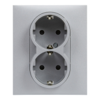 LEGRAND - GNIAZDO SCHUKO 2X2P+Z Z PRZESŁONĄ - ZACISKI AUTOMATYCZNE (MONOBLOK) ALUMINIUM SUNO - 721326