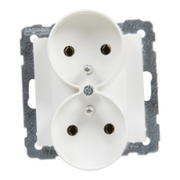 LEGRAND - GNIAZDO PODWÓJNE Z UZIEMIENIEM 2X2+Z Z PRZESŁONAMI 16A 250V ZACISKI ŚRUBOWE BIAŁY SUNO - 721191