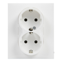 LEGRAND - GNIAZDO PODWÓJNE SCHUKO 2X2P+Z KOMPLETNE Z PRZESŁONAMI ZACISKI AUTOMATYCZNE BIAŁY SUNO - 721126