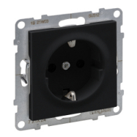 LEGRAND - GNIAZDO POJEDYNCZE SCHUKO 2P+Z 16 A 250V Z PRZEŁONĄ  ZACISKI ŚRUBOWE CZARNY SUNO - 721424