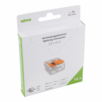 WAGO - SZYBKOZŁĄCZKA 2X0,2-4MM2 Z DZWIGNIAMI UNIWERSLANA COMPACT TRANSPARENTNA WAGO /OPAKOWANIE BLISTER 16 SZT. - 221-412/995-016