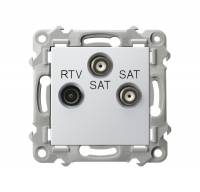 OSPEL - Gniazdo RTV-SAT z dwoma wyjściami SAT - BIAŁY SZAFIR - GPA-Z2S/m/00