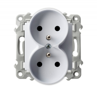OSPEL - GNIAZDO PODWÓJNE Z UZIEMIENIEM 2X2P+Z MODUŁ 16A 250V  BIAŁY SZAFIR - GP-2ZRZ/m/00