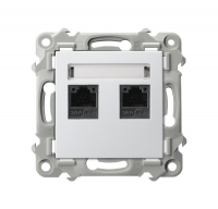 OSPEL - GNIAZDO KOMPUTEROWE PODWÓJNE RJ45 KAT.5E BIAŁY SZAFIR - GPK-2Z/K/m/00