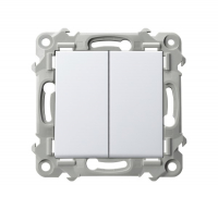 OSPEL - ŁĄCZNIK SCHODOWY PODWÓJNY 10AX 250V ZACISKI AUTOMATYCZNE BIAŁY SZAFIR - ŁP-10Z/m/00