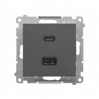 KONTAKT SIMON - Ładowarka USB typ A+C (moduł); Grafitowy mat Simon 55 - TEC2CA.01/116