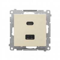 KONTAKT SIMON - Ładowarka USB typ A+C (moduł); Szampański mat Simon 55 - TEC2CA.01/144
