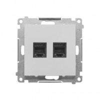 KONTAKT SIMON - Gniazdo telefoniczne podwójne RJ12 (moduł); Aluminium mat Simon 55 - TF2.01/143