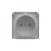 KONTAKT SIMON - Pokrywa gniazda wtyczkowego pojedynczego z klapką transparentą do: SGZ1CM, SGZ1M; Aluminium mat Simon 55 - TGZ1BUZP/143A