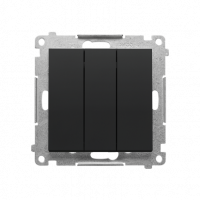 KONTAKT SIMON - Przycisk potrójny z podświetleniem LED (moduł) 10 AX, 250 V~, szybkozłącza; Czarny mat Simon 55 - TP31L.01/149