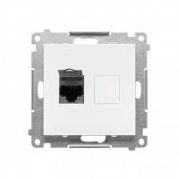 KONTAKT SIMON - GNIAZDO KOMPUTEROWE POJEDYNCZE RJ45 KAT.6 Z PRZESŁONĄ PRZECIWKURZOWĄ BIAŁY MAT SIMON 55 - T61.01/111